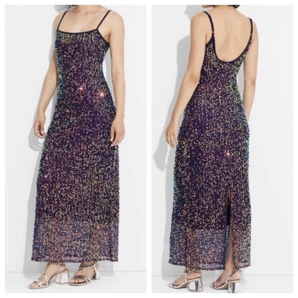 Wild Fable Purple Rainbow Sequins Sleeveless Stretch Maxi Dress XXL - Picture 1 of 6